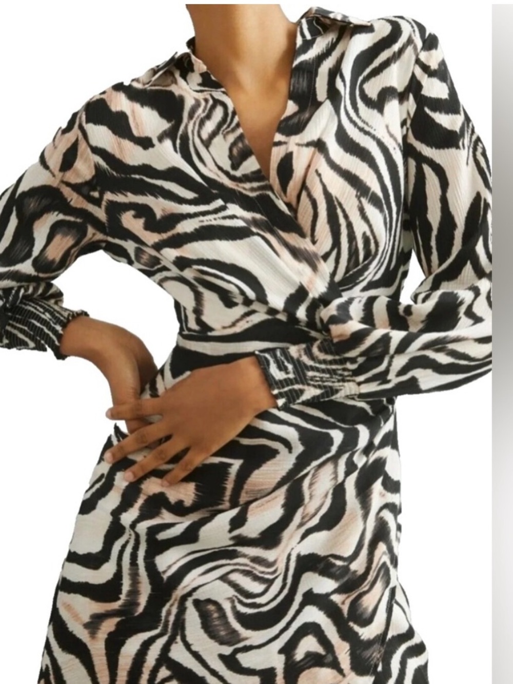 NWT Anthropologie faux wrap-style Zebra print mini dress Size US 8